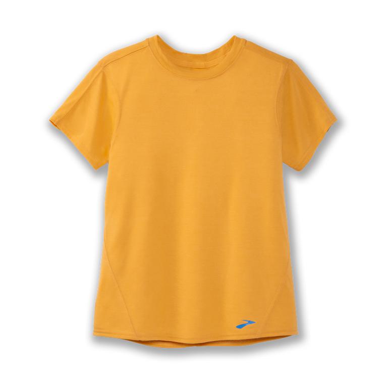 Brooks Distance Women's Short Sleeve Running Shirt - Heather Saffron/Orange (08352-IFTN)